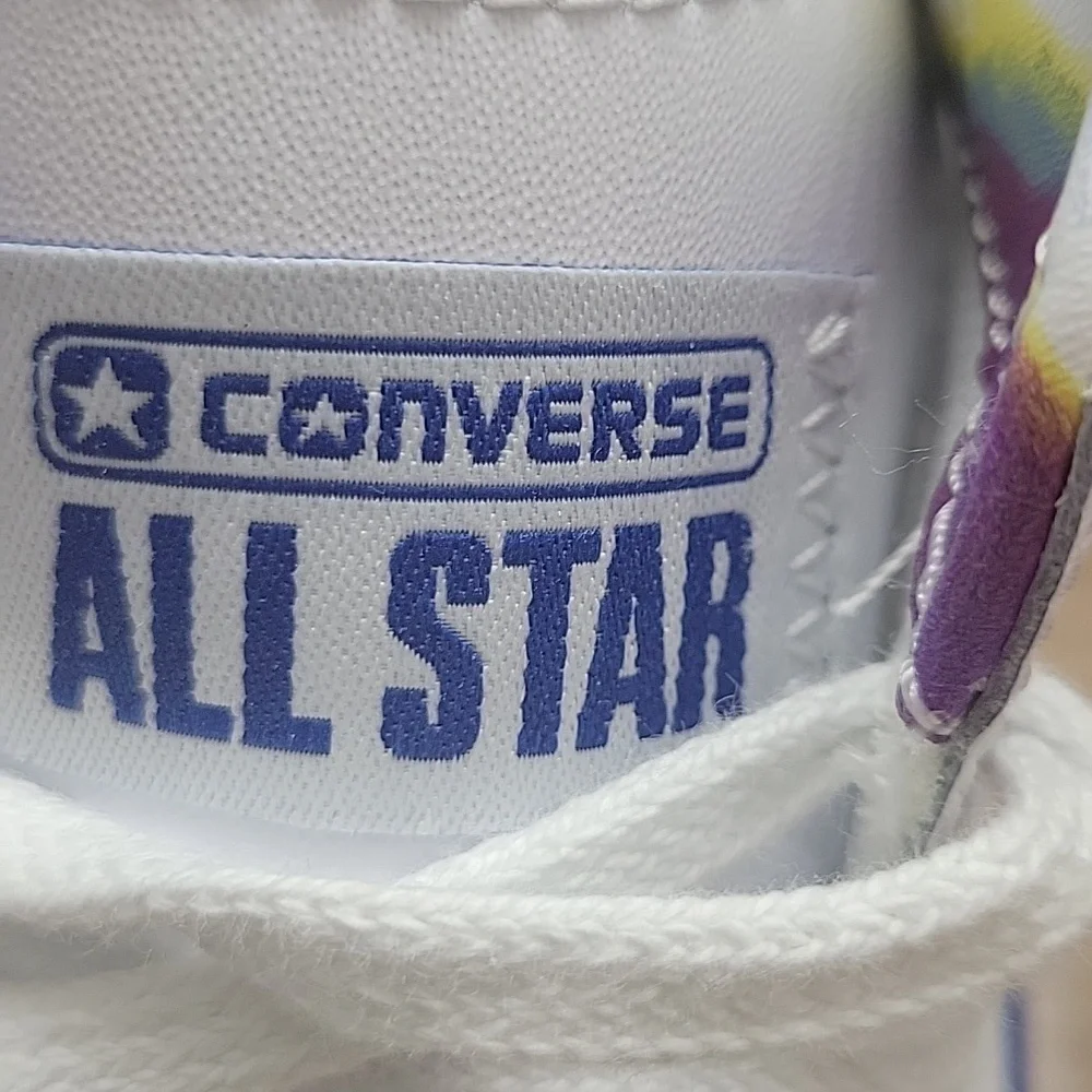 Converse Kids High-Top Sneakers - White with Blue Accents - Picture 11 of 14